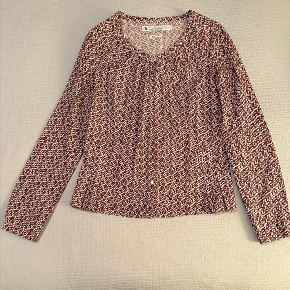 Stylish Flower Pattern Italian Cotton Blouse